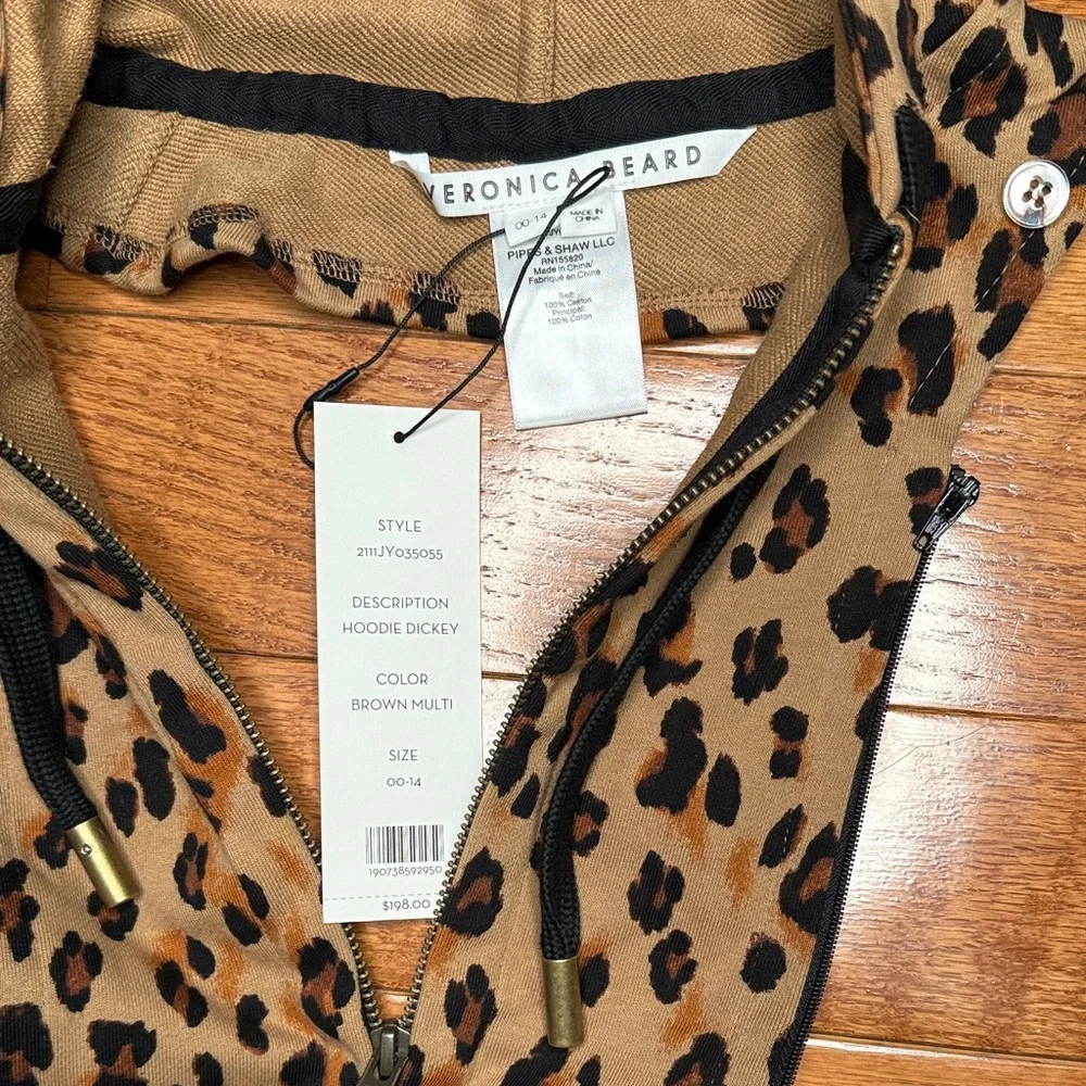NWT Veronica Beard, leopard hoodie Dickie size 00-14 - Picture 2 of 7